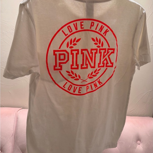 PINK Victoria's Secret White Graphic  T-Shirt - Picture 2 of 6